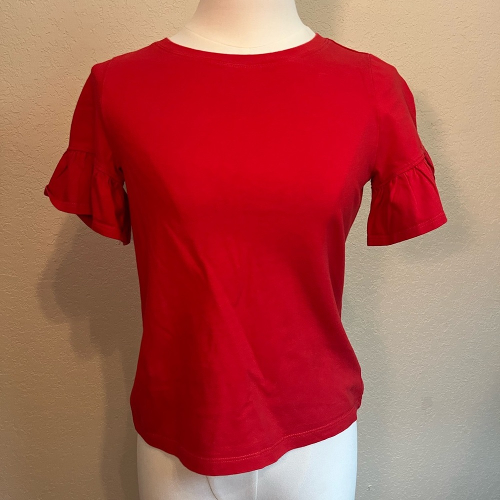 1901 Red Ruffle Sleeve Top